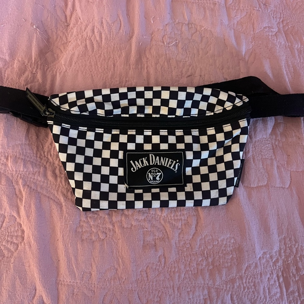Jack Daniels Black and White Belt Bag Checkered Design